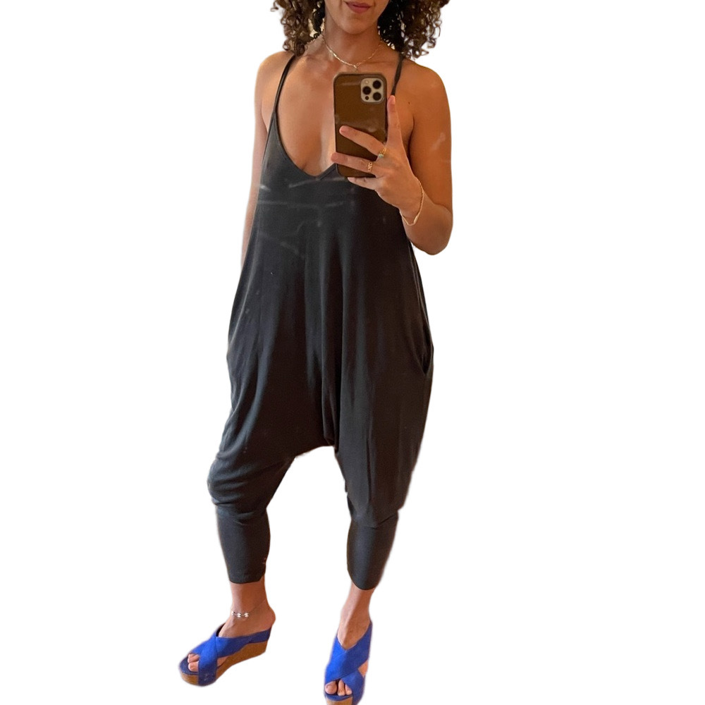 Spiritual Gangster made in USA sexy black harem romper with pockets - Picture 15 of 15